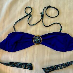 2/$16 Xhilaration Blue Paisley Bikini Top